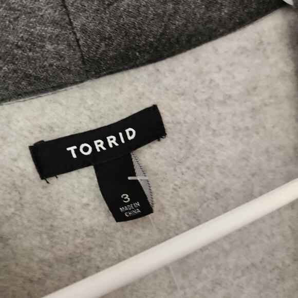 Torrid Size 3 Womens Jacket Fleece Drape Front Gray 3x 22-24 NWT - Picture 5 of 7